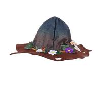 Homoyoyo Felt Witch Hat for Halloween Party Soft Wizard Cap with Floral Crochet Design Lightweight Travel Friendly Accessory for Women Indoor Outdoor Festive Events