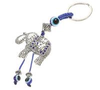Homoyoyo Feng Shui Evil Eye Elephant Key Chain Keyring Silver Protective Bag Charm for Keys and Handbags Symbol of Strength and Wisdom for Blessings
