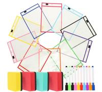 Homoyoyo File Pocket Dry Erase Pocket on Both Sides Handwriting Easy to Erase Workmanship PVC Folder for Daily Use Random Color Random Style