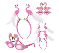 Homoyoyo Flamingo Party Fun Glasses and Headbands for Women and Teen Comfortable Flexible Flamingo Decorations for Birthday and Hawaiian Theme Random Color