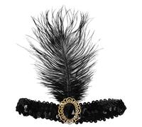 Homoyoyo Flapper Feathered Headband Rhinestone Flapper Headpiece Vintage-inspired Plastic Resin Feathered Luxurious Feel Comfortable Headband Women Masquerade Ball Elegance Glamour