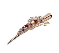 Homoyoyo Floral Bobby Pin Hair Clip for Women and Coffee Color Beak Clip with Rhinestone Decoration Durable Elegant Barrette for Wedding Party and Everyday Use