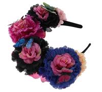 Homoyoyo Flower Girl Headpiece Butterfly Headband Day Dead Festival Flower Crown for Women Mexican Accessories Comfortable Hair Accessory