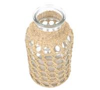 Homoyoyo Flower Rattan Container Practical Appearance Arrangement Rustic and Glass Vase with Delicate Woven for Water Planting Indoor Decoration