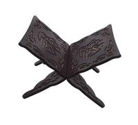 Homoyoyo Foldable Wooden Quran Book Stand with Carved Design Bible Display Holder for Prayer and Reading Scratch-Resistant Muslim Magazine Cookbook Shelf Elegant Black Religious Book Holder