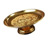 Homoyoyo Golden Alloy Buddhist Fruit Tray Sacrificial Fruit Holder Temple Tribute Plate Space-Saving Retro Style Offering the Temple