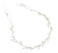 Homoyoyo Golden Handmade Bridal Hairband with Pearl Crystals Wire Headpiece for Wedding Party and Elegant Up Do Hairstyles Lightweight and Versatile Hair Vine for Women