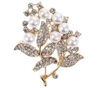 Homoyoyo Golden Rhinestone Corsage Metal Brooch Leaf Shaped Vintage Style Creative Design Decorative Effect Fixed on Clothes Firmly for Birthday Choice on Christmas