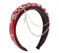 Homoyoyo Gothic Headpiece with Cross Ornament and Chain Details Punk Decorative Hair Hoop for Women Edgy Festival Headdress Stylish Dark Themed Party Accessory