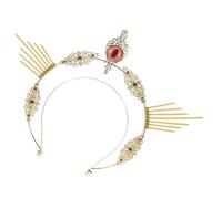 Homoyoyo Gothic Lolita Crown Headpiece Halloween Party Tiara for Women Lightweight Adult Cosplay Headband with Devil Eye Design Fashionable Gold Halloween Headwear