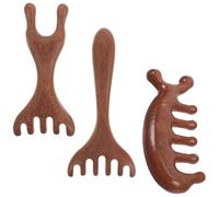 Homoyoyo Gua Sha Compact and Portable Wooden Scalp Massage Combs 3pcs with Curved Design Natural Meridian Hair Massager Tools for Targeting Back and Limb Massages for Travel and Home Spa