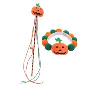 Homoyoyo Halloween Cat Collar with Pumpkin Tassel Design Interactive Plush Teaser Stick and Decorative Neck Decor for Kittens Festive Pet Accessory for Stress Relief and Party Celebration