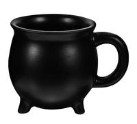 Homoyoyo Halloween Ceramic Witch Cauldron Mug Matte Black Porcelain Coffee Cup for Party and Gift Heat Resistant Novelty Drinkware for Hot Chocolate Tea Juice