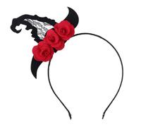 Homoyoyo Halloween Hair Band with Black Cloth Decorative Red Flower Hat, Beautiful Shape Decorations and Interesting Design, Party Hair Accessory for Halloween Party or Costume Ball