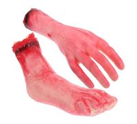 Homoyoyo Halloween Realistic Fake Severed Hand and Broken Foot Props Horror Decoration for Haunted Houses Party Supplies for Spooky Halloween Outdoor and Indoor Scenes