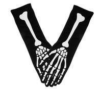 Homoyoyo Halloween Skeleton Gloves Full Finger Long Elastic Costume Accessories for Party Cosplay Unique Printed Bone Pattern Sleeve Gloves for Adults Comfortable Fit for Extended Wear