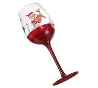 Homoyoyo Hand-Painted Christmas Wine Glass 465ml, Long Stem Decorative Holiday Goblet, Colored Crystal Glass for Xmas Party Drinkware