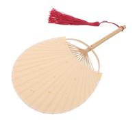 Homoyoyo Handmade Bamboo Paddle Fan with Tassel Mini Round Pocket Fan for Wedding Party Home Decor Oriental Style Lightweight and Portable Traditional Chinese Craft