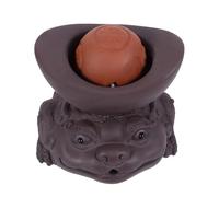 Homoyoyo Handmade Chinese Purple Toad Tea Pet Watering Ornament for Kungfu Tea Tray Decoration Yixing Zisha for Prosperity and Home Display