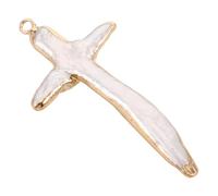 Homoyoyo Handmade Cross Pearl Pendant Natural Baroque Pearl Diy Jewelry Making Supplies Cross Shape Pendants for Necklaces Bracelets Earrings
