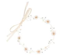 Homoyoyo Handmade Daisy Floral Wreath Headband Pearl Bridal Hairpiece for Wedding Photography and Festivals Elegant Simulation Flower Crown Hair Accessory for Women