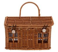 Homoyoyo Handwoven Rattan Christmas Basket with Handle - Small Decorative Wicker Candy Box for Holiday Party Favors, Wedding Storage, and Festive Seasonal Use