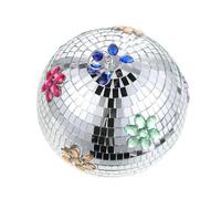 Homoyoyo Hanging Mini Disco Ball Mirror Ornament with Reflective Glass Surface for 70s Themed Party Decoration and Music Festival Stage Lighting