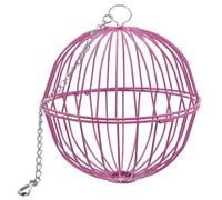 Homoyoyo Hanging Rabbit Feeder Ball for Small Pets, Iron Grass Dispenser with Clip, Pink Bunny and Guinea Pig Cage Food Holder