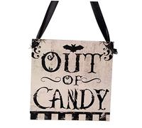 Homoyoyo Happy Halloween Out of Candy Sign - Wooden Board Wall Decor for Spooky Home Decoration - Perfect for Trick or Treaters Festive Halloween Hanging Pendant