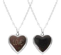 Homoyoyo Heart Pendant Necklace Valentine’s Day or Color 2pcs for Women, Temperature Sensing Colour Changing Stainless Steel Alloy Jewellery, Simple Elegant Style