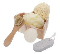 Homoyoyo Heart Shaped Bath Brush with Foot File and Facial Scrubber Box Exfoliating Body Scrubber Kit for Women Gentle Dead Skin Removal and Skin Softening Relaxation Her Spa Pampering
