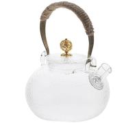 Homoyoyo Heat-Resistant Glass Kungfu Tea Pot with Copper Handle Japanese Style Teakettle for Loose Leaf Tea Brewing at Home Office Tearoom Suitable for Green Oolong