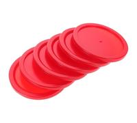 Homoyoyo Ice Hockey Pucks as Replacement and Enhanced Maneuverability 6pcs Red Plastic with Sturdy Structure round Pucks for Table Games for Video Game Rooms and Competitive Matches