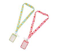 Homoyoyo Id Badge Holder with Secure Storage 2pcs with Lanyard Fruit Pattern Graduation Gifts Sturdy Polyester and Plastic Card Holder Case for Students and Workers for School and Work