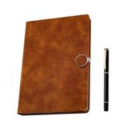 Homoyoyo Imitation Leather Writing Notebook with Pen for Office Workers | Coffee Finish, Protective Thick Cover, Ink Bleed Resistance, Smooth Paper, Travel Journaling, Home Use