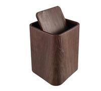 Homoyoyo Imitation Wood Trash Can with Lid, Rectangle Plastic Compost Bin Featuring Realistic Wood Pattern and Stable, Tipping-resistant Design for Kitchen and Hotel Rooms