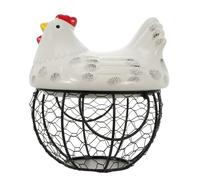 Homoyoyo Iron Snack Basket Chicken Shaped Ceramic Multi-purpose Storage Holder with Portable Handle for Home and Housewarming Day