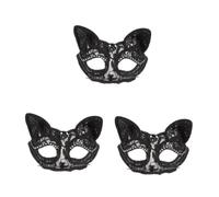 Homoyoyo Japanese Fox Half Face Masquerade Eye Mask for Halloween - Cat Costume Party - Women's Black Cat Fancy Dress Accessory Perfect for Evening Events and Themed Celebrations