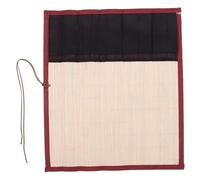 Homoyoyo Japanese Style Vintage Bamboo Woven Calligraphy Pen Storage Organizer Roll-up Case with 9 Pockets Large Canvas Pen Pouch for Student Artists Painting and Drawing Supplies