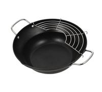 Homoyoyo Japanese Tempura Frying Pot 24Cm Non-Stick Stainless Steel Fryer with Drainer Rack for Induction Cooker Portable Deep Frying Pan for Home Kitchen