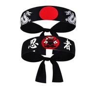 Homoyoyo Karate Headband 2Pcs Japanese Headbands Black Polyester Firmly Fixed for Ninjas and Samurai Costume