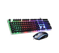 Homoyoyo Keyboard Mouse Combo with USB Wired Backlit Mechanical Feel Black Plastic Keyboard and Optical Mouse, Portable and Easy to Carry for Phone and Tablet Use, Suitable for Outdoor