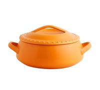 Homoyoyo Korean Style 2.6l Ceramic Soup Pot with Lid, Household Double-Handle Earthenware Stew Pot for Stove Use, Orange 28cm Kitchen Cookware for Soup Cooking