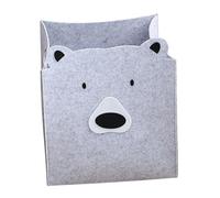 Homoyoyo Large Capacity Felt Storage Basket with Handle, Lightweight Clothes Storage Bin for Nursery Toy and Laundry Organisation, Grey Bear Design