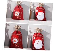 Homoyoyo Large Christmas Drawstring Bags Snowman Linen Pouch for Cookies Apples Boys and Girls Holiday Party Candy Sack Size L