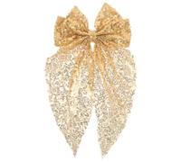 Homoyoyo Large Gold Sequin Bow Hair Clip for Women - Oversized Sparkly Bowknot Hair Accessory with Metal Alligator Claw, Decorative Hairpin for Parties and Weddings