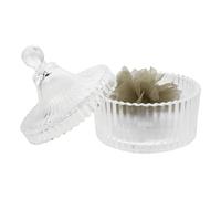 Homoyoyo Large round Flocked Powder Puff Floral Handle for Makeup Setting for Face Dusting and Foundation Application in Glass Case