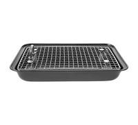 Homoyoyo Large Stainless Steel Rabbit Litter Box with Removable Bottom Net, Anti-Bite and Anti-Tip Small Animal Corner Litter Tray for Guinea Pigs, Hamsters, and Rabbits, Carbon Gray