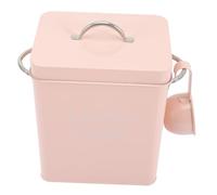 Homoyoyo Laundry Powder Holder with Lid Moisture-resistant Metal Container for Laundry Soap and Scent Booster Beads Multi-purpose Storage for Home Pink Color