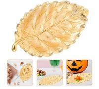 Homoyoyo Leaf Shaped Alloy Snack Tray Medium Gold - Multifunctional Dessert Plate, Dry Fruit Serving Platter Nordic Style Jewelry Organizer for Home and Desktop Decor